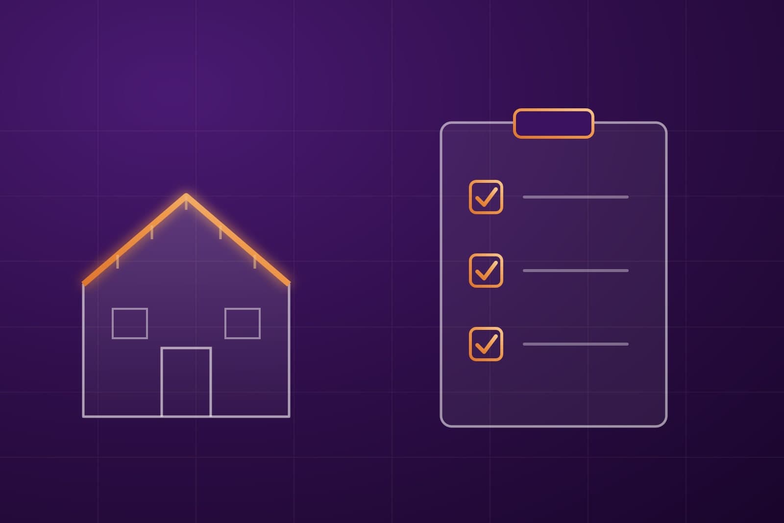 Illustratie: een woning met het dak in de kijker en een afgevinkte checklist