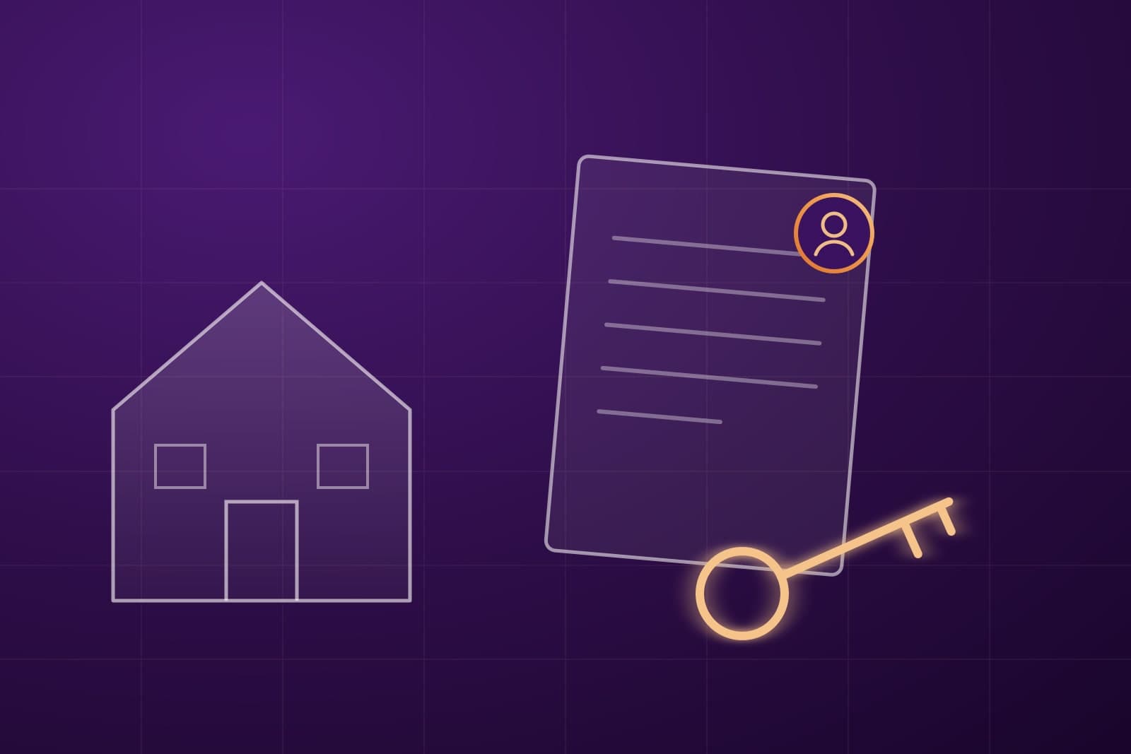 Illustratie: een woning, een huurcontract en een sleutel